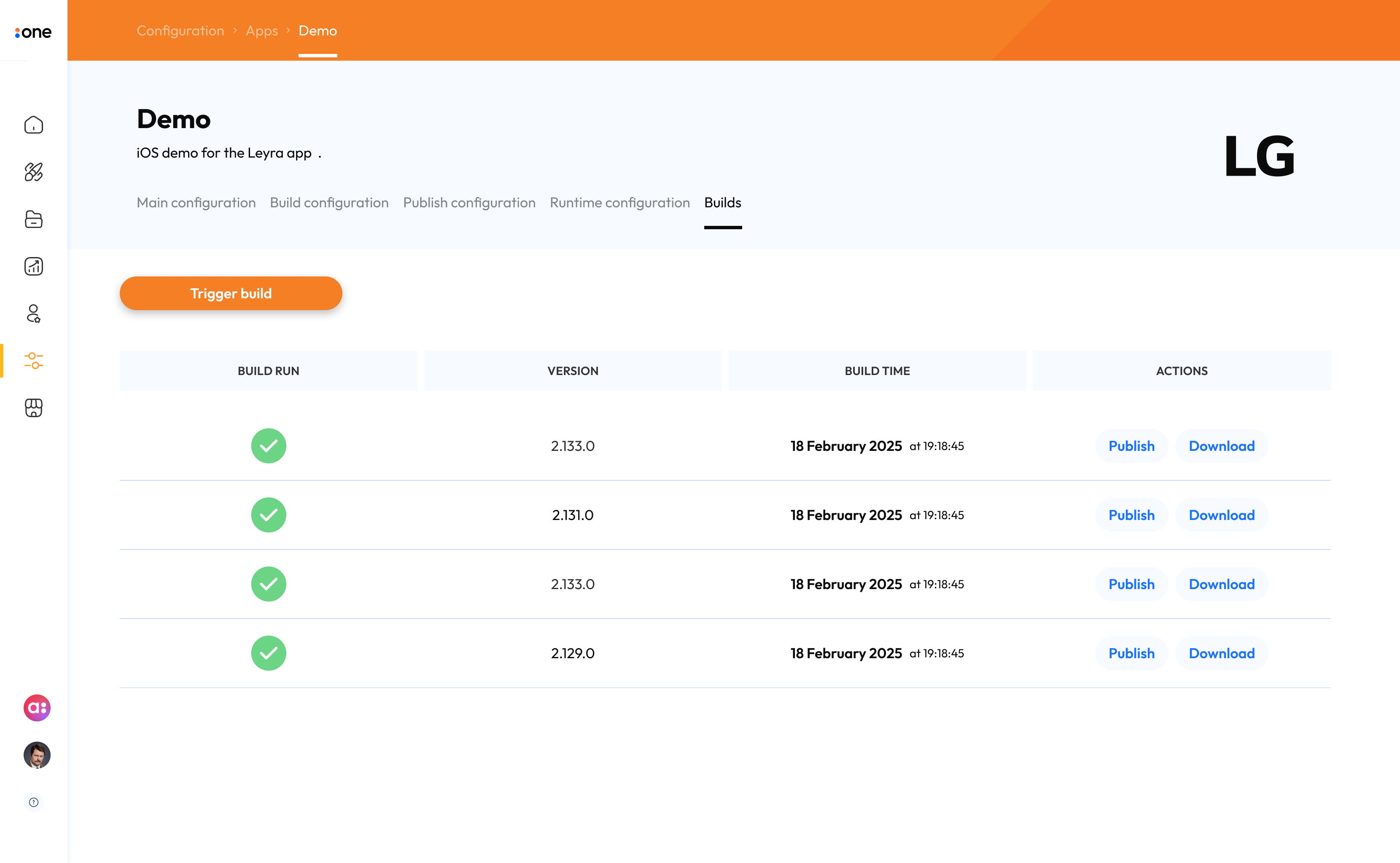 Redesigned Accedo One Build view with clearer status and actions.