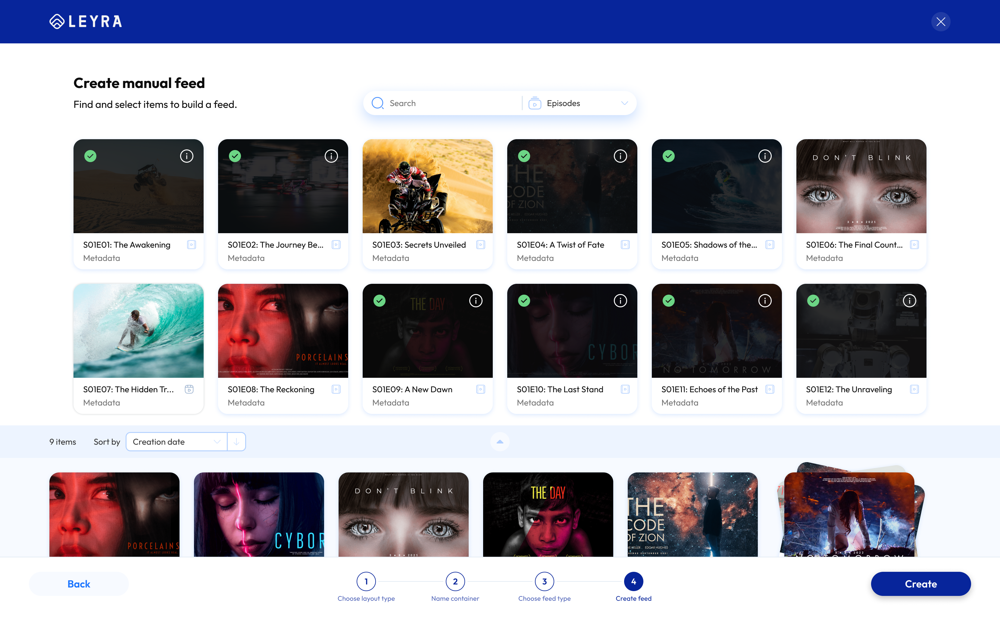 Review and create selected playlist in Accedo One Admin.
