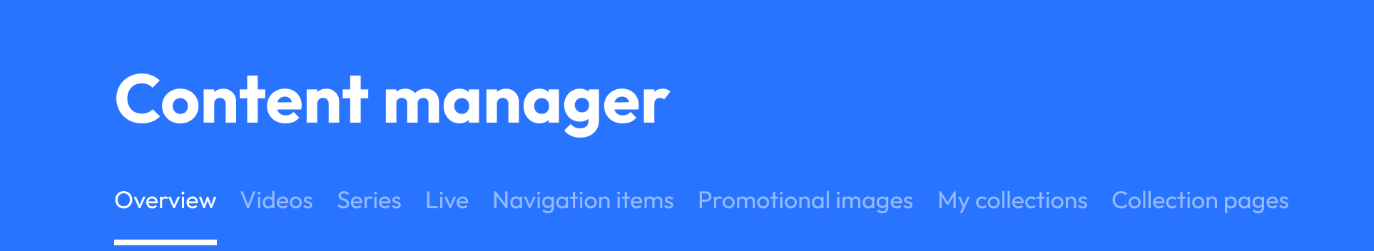Redesigned Accedo One Admin page header detail showing improved contrast and hierarchy.