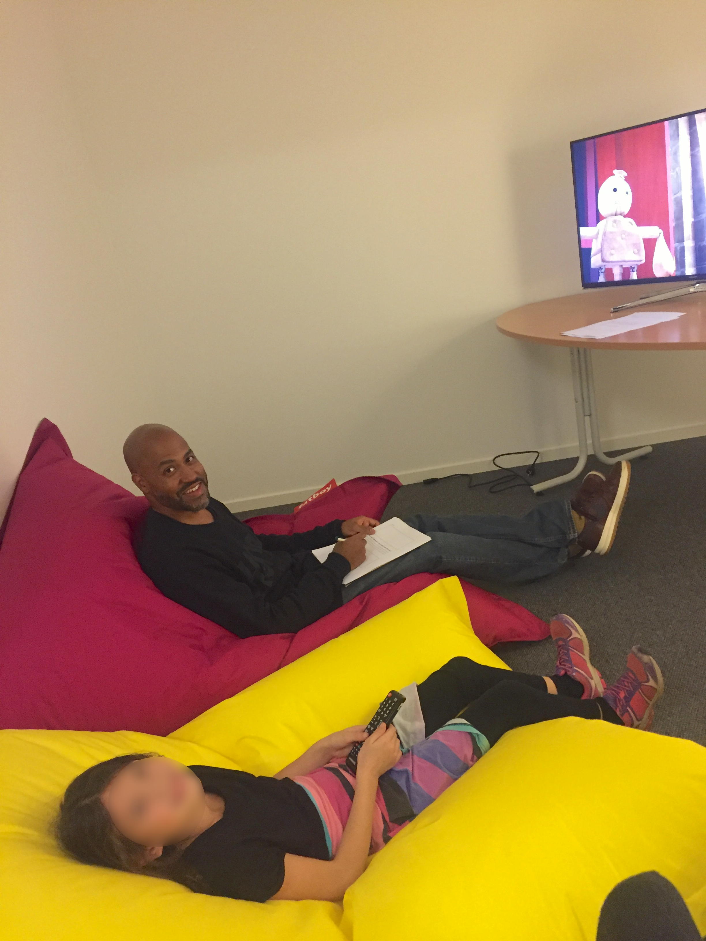 Usability testing session with a child using the LEGO TV app on a Samsung Smart TV