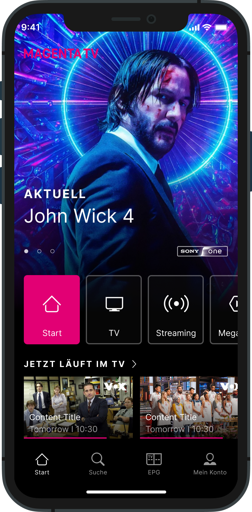 Mobile UI: Magenta TV home and browse