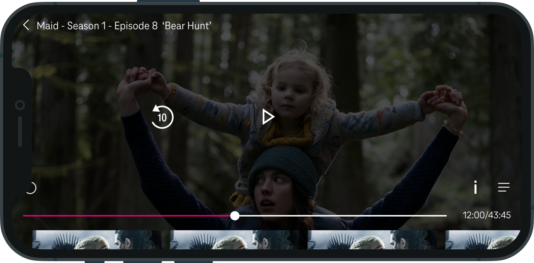 Mobile UI: Magenta TV VOD series playback